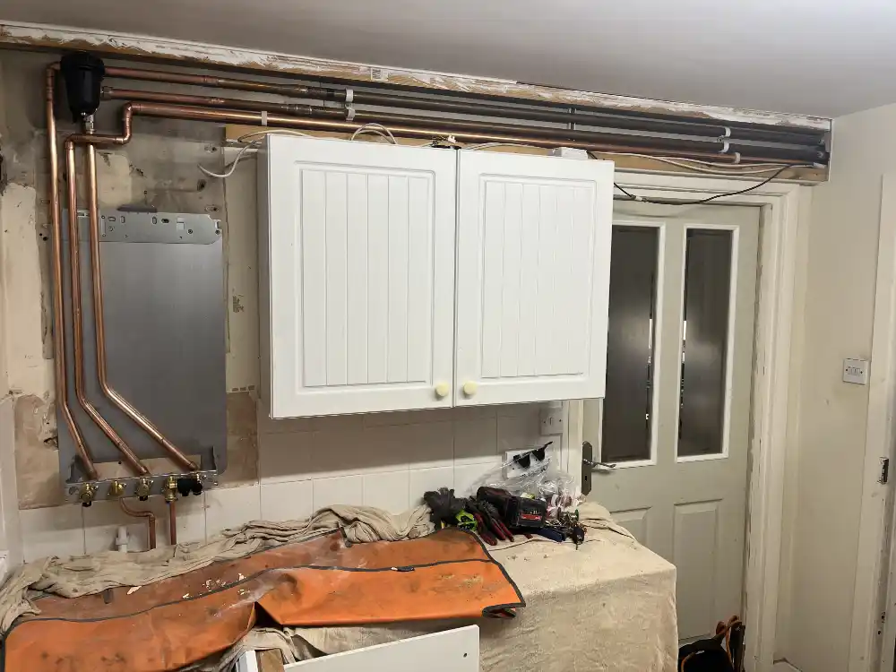 Boiler installation work in progress by JWC Plumbing and Heating